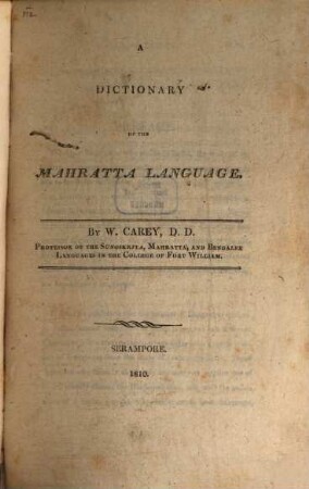 Dictionary of the Mahratta Language