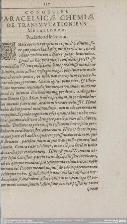 CONGERIES PARACELSICAE CHEMIAE DE TRANSMUTATIONIBUS METALLORUM.