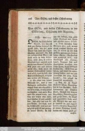 Von Gott, und dessen Offenbarung in der Schöpfung und Regirung.