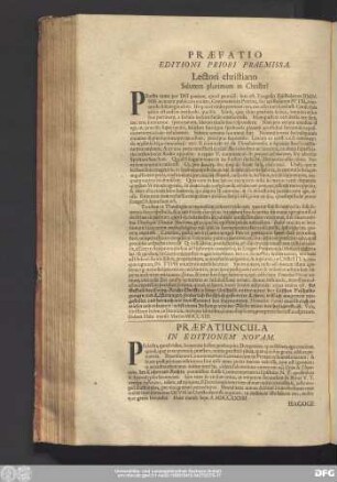 Praefatio Editioni Priori Praemissa.