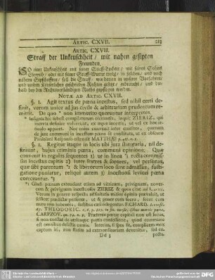 Artic. CXVII. Straff der Unkeuschheit mit nahen gesipten Freunden