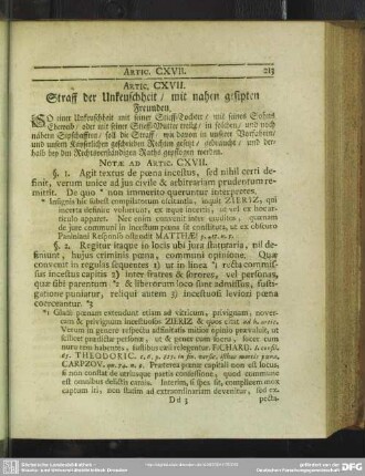 Artic. CXVII. Straff der Unkeuschheit mit nahen gesipten Freunden
