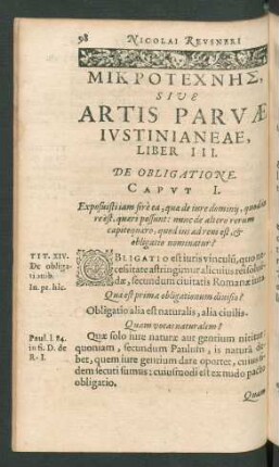 Mikrotechnēs ... Liber III. De Obligatione.