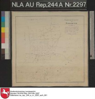 Übersicht der Gemarkung KOLLRUNGE Kolorierte Zeichnung von F. W. Sprengell Papier auf Leinen Format 32,5x32,0 M 1:15.000
