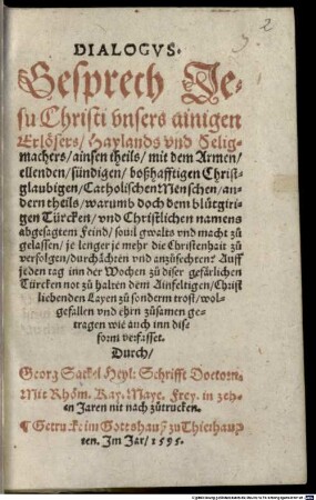 Dialogus : Gespräch Jesu Christi mit dem armen Menschen