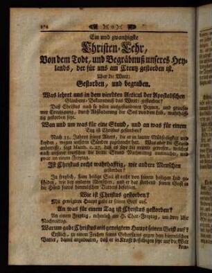 274-285, Ein und zwantzigste Christen-Lehr, [...]