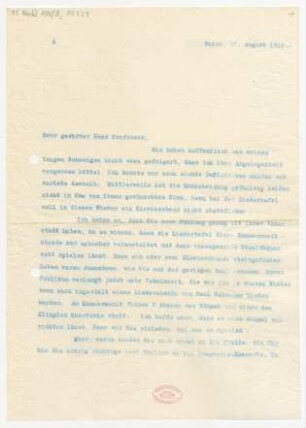 Brief an Moritz Mayer-Mahr : 27.08.1910