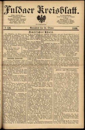 Erste Ausgabe vom Samstag, den 24. Oktober 1896.