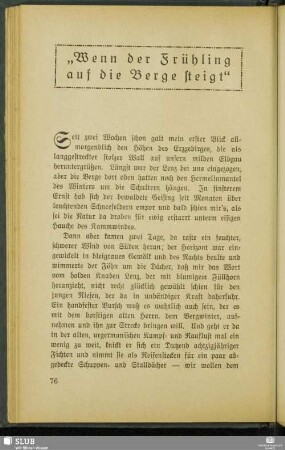 "Wenn der Frühling auf die Berge steigt"