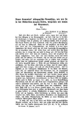 Amos Comenius' pädagogische Grundsätze, wie wir sie in der Didactica magna finden, verglichen mit den der Gegenwart