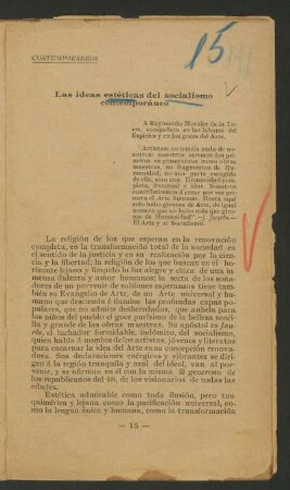 Las ideas estéticas del socialismo contemporáneo