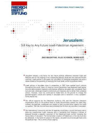 Jerusalem: still key to any future Israeli-Palestinian agreement
