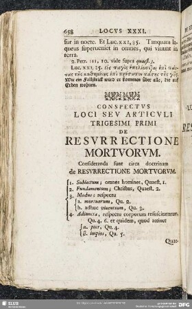 Locus XXXI. De Resurrectione Mortuorum