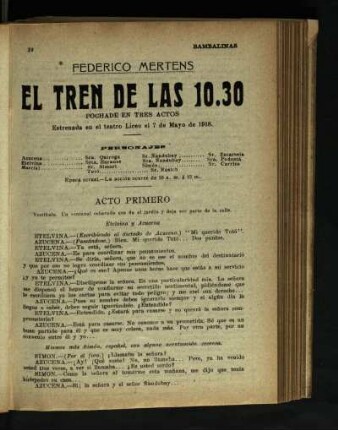 El tren de las 10.30 : pochade en tres actos
