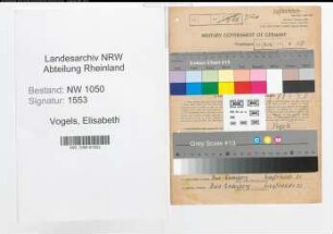 Entnazifizierung Elisabeth Vogels , geb. 24.09.1904 (Lehrerin)