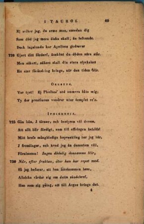 Euripides Iphigenia Tauris : Svethice reddita. Praeside Afelio Gabr. Sjöström. 4