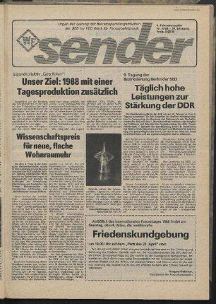 Betriebszeitung 'WF-Sender', Nr.8/1988 (4. Februarausgabe 1988)