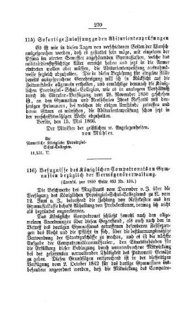 Sofortige Zulassung zu den Abiturientenprüfungen : [III. Gymnasien und Real-Schulen]