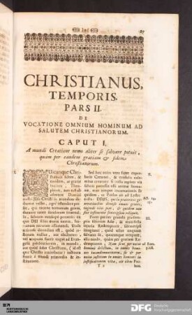 Pars II. De Vocatione Omnium Hominum Ad Salutem Christianorum.