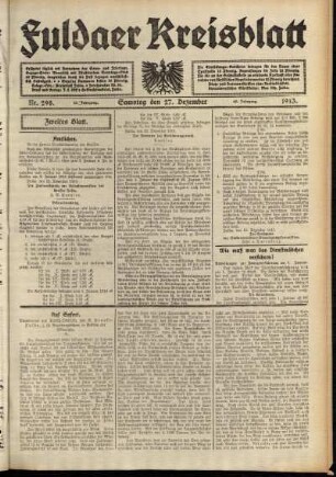 Zweite Ausgabe vom Samstag, den 27. Dezember 1913.