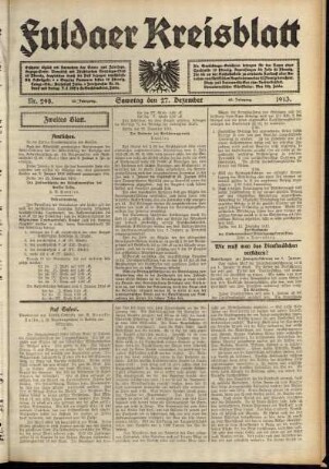 Zweite Ausgabe vom Samstag, den 27. Dezember 1913.