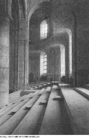 Dresden, Kreuzkirche. Innenraum kurz vor der Einweihung nach Abschluß der Wiederherstellung, Januar/Februar 1955