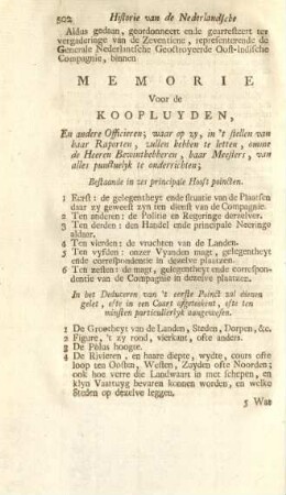 Memorie voor de koopluyden, ...