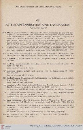 VII. Alte Städteansichten und Landkarten (Nr.1823-2000)