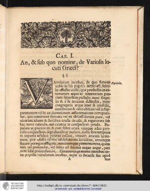 Variolarum Antiquitates nunc primum e Graecis erutae