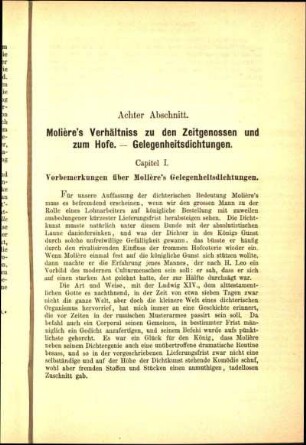 Capitel I. Vorbemerkungen über Molière's Gelegenheitsdichtungen.