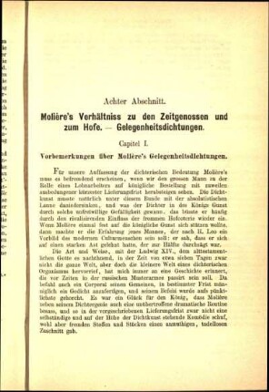 Capitel I. Vorbemerkungen über Molière's Gelegenheitsdichtungen.