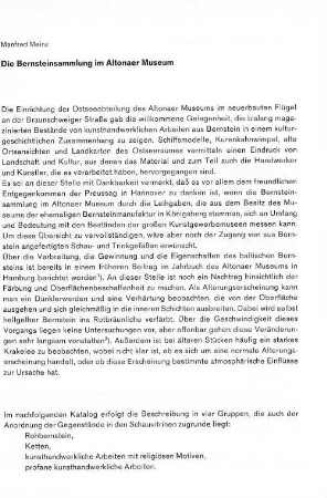 Die Bernsteinsammlung im Altonaer Museum