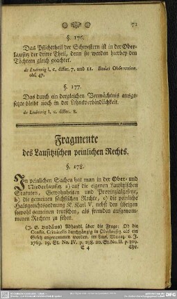 Fragmente des Lausitzischen peinlichen Rechts