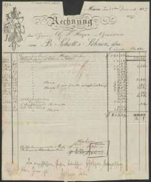Rechnung für Herrn G. F. Heyer in Giessen [31.12.1827]