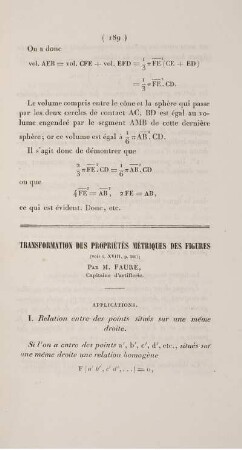 Transformation des propriétés métriques des figures.