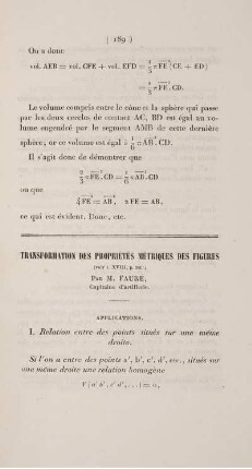 Transformation des propriétés métriques des figures.