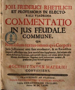 Commentatio in ius feudale commune