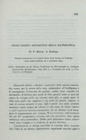 Sulla spirito aritmetico nella matematica.