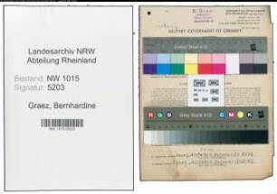 Entnazifizierung Bernhardine Graez , geb. 20.12.1903 (Geschaeftsinhaberin)