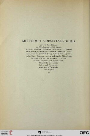 Mittwoch, vormittags 10 Uhr