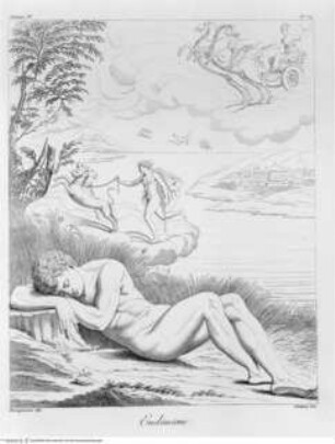 Choix de gravures à l'eau forte, d'après les peintures originales et les marbres de la galerie de Lucien Bonaparte : 142 gravures, Londres : Bulmer [u.a.], 1812. - 7, [142] S. : Ill. ; 2°, Endymion (Taf. 104)