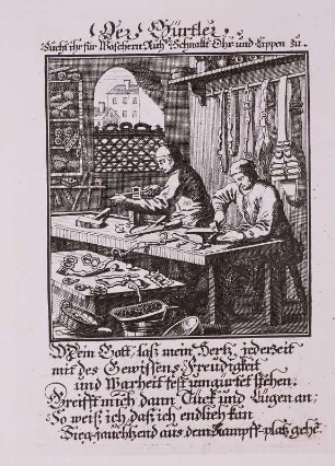Abbildungen der gemeinnützlichen Hauptstände : Der Gürtler, Stich, Weigel 1698
