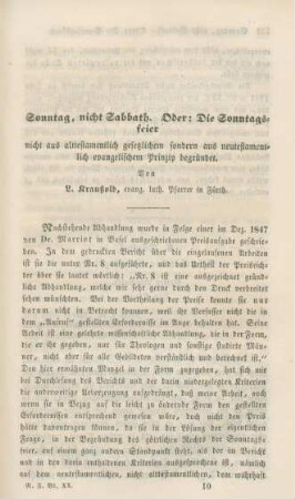 137-160 Sonntag, nicht Sabbath : oder: Die Sonntagsfeier