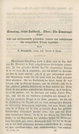 137-160 Sonntag, nicht Sabbath : oder: Die Sonntagsfeier