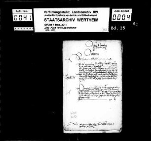 Neuerung der Zins und Gülten zu Affaltrach, Hößlinsülz, Oberheinriet und Vorhof