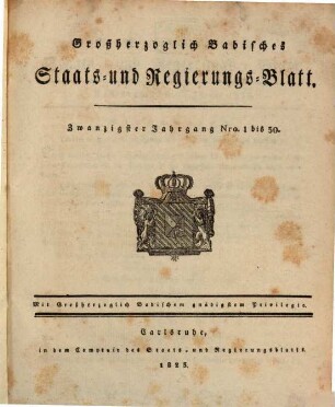 Großherzoglich Badisches Staats- und Regierungsblatt. 1823