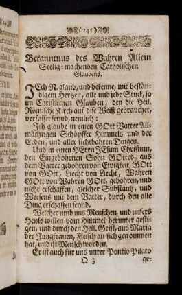 245-258, Bekanntnus des Wahren Allein Seelig-machenden Catholischen Glaubens.