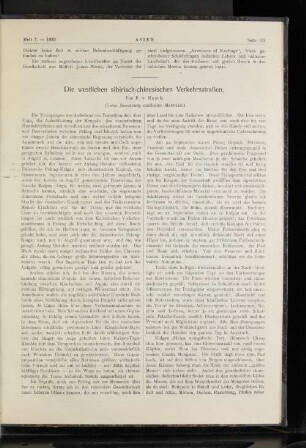 Die westlichen sibirisch-chinesischen Verkehrsstraßen.