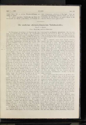 Die westlichen sibirisch-chinesischen Verkehrsstraßen.