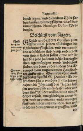 Beschluß vom Jagen.
